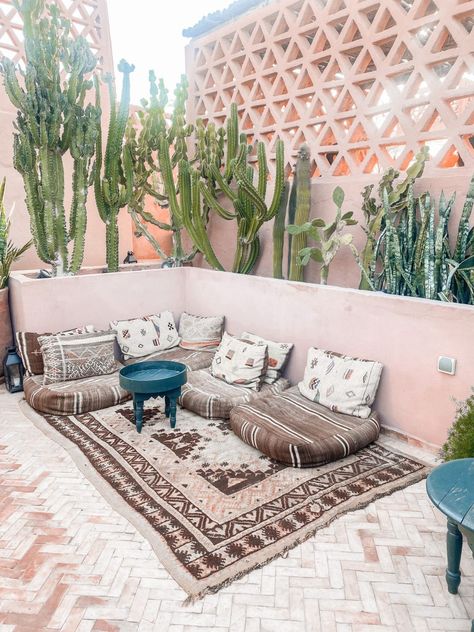 A Magical trip to Marrakech. - I am Hayley Stuart Morocco Decor, Moroccan Garden, Riad Marrakech, Outdoor Seating Area, Moroccan Homes, Moroccan Interiors, Moroccan Design, Moroccan Decor, Balcony Decor