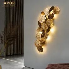 Art Designer Copper Wall Light Living Room Wall Decor AC110V 220V Gold Sconce Lamp For Bedroom| | - AliExpress Classic Wall Lights, Sconces Living Room, Classic Chandeliers, Metal Wall Lamp, Accent Light, Staircase Chandelier, Wall Lighting Design, Marble Decor, Leaf Wall