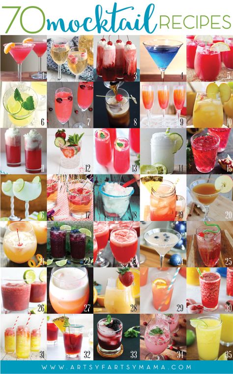 70 Mocktail Recipes | artsy-fartsy mama Mocktail Ideas, Mobile Bartender, Trinidad Food, Cocktail Decor, Mocktail Bar, Mocktail Drinks, Teenage Parties, Fruit Smoothie Recipes Healthy, Citrus Cocktails