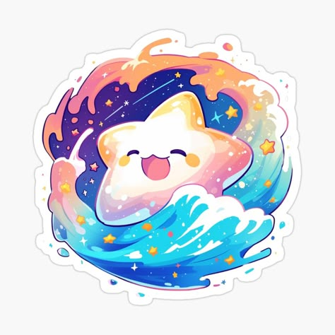 Get my art printed on awesome products. Support me at Redbubble #RBandME: https://www.redbubble.com/i/sticker/Ava-the-Spirited-Starfish-by-AdhesiveAmigos/160343174.EJUG5?asc=u Kawaii Art Stickers, Kawaii Characters Drawing, Cute Drawings For Stickers, Starfish Character, Starfish Illustration, Starfish Sticker, Sticker Art Ideas, Cute Stickers Kawaii, Cute Starfish