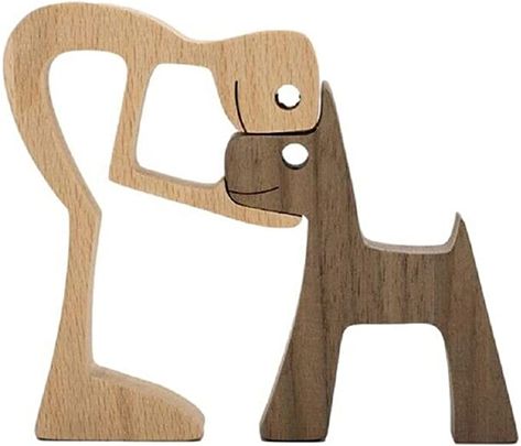 Amazon.com: FHTDW Unique Gift Hand Carved Wood Dog Human Statue Figurine Sculpture Home Office Décor, Wooden Man Dog Carving Model to Remember Friendship Between Dog and People (C) : Home & Kitchen Wooden Man, Family Ornaments, Wood Dog, Nordic Decor, Wooden Statues, Dog Crafts, Man And Dog, Dog Sculpture, Decor Figurines