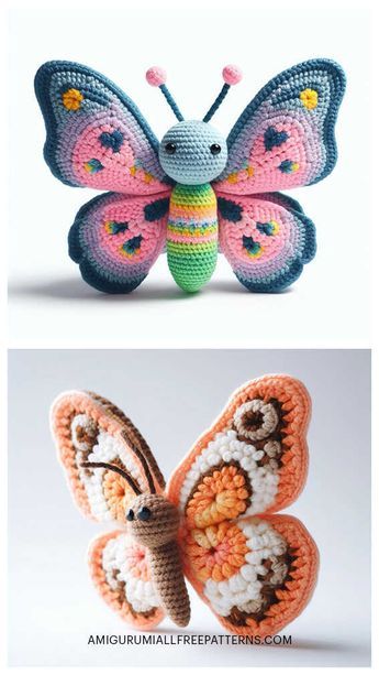 Argumini Crochet Free Pattern, Butterfly Amigurumi, Crochet Butterfly Free Pattern, Art Au Crochet, Crochet Butterfly Pattern, Pola Amigurumi, Crochet Animals Free Patterns, Crochet Butterfly, Crochet Amigurumi Free Patterns