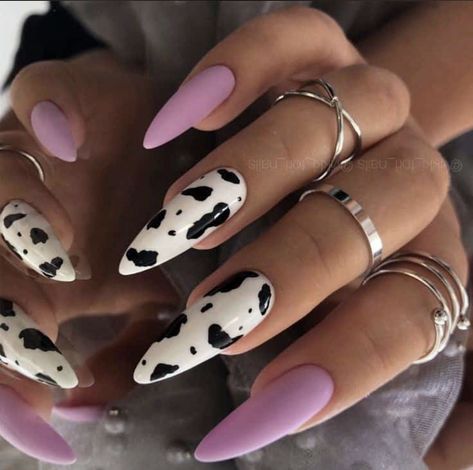 Summer Nails Designs 2023, Cowboy Nails, Summer Nails Designs, Long Almond Nails, Business Nails, Cow Nails, Nail Vinyls, Wow Nails, Punk Nails