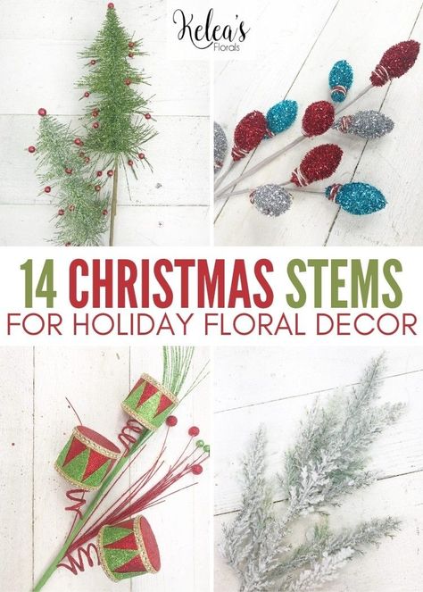 Christmas Picks Decoration, How To Make Your Own Christmas Tree Picks, How To Make Your Own Floral Picks, Diy Christmas Wreath Picks, Diy Floral Picks, Christmas Tree Picks And Sprays Diy, Diy Wreath Picks, Christmas Picks Diy, Diy Picks For Christmas Tree