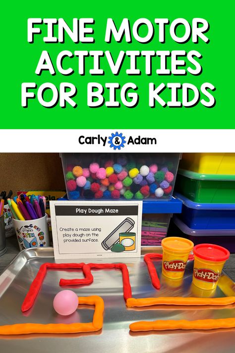 For older children, fine motor skills are essential for activities such as writing, typing, and using tools, all of which are foundational for academic success and future careers. Here are 12 engaging fine motor skills centers:.

12 Fine Motor Skills for Big Kids

Paper Folding

Cardboard Construction

Weaving

Cardboard Connecting Without Tape

Tying Knots

Paper Construction

Paper Airplanes

Cardboard Cutting

Play Dough Mazes

Cardboard Connecting with Tape

Tower Building

Braiding Fine Motor Activities Elementary School, Building Fine Motor Skills, Fine Motor Activities For Middle Schoolers, Fine Motor Activities For 2nd Grade, Activities To Improve Fine Motor Skills, Low Prep Fine Motor Activities, Soft Start Activities, Year 1 Fine Motor Activities, Dexterity Activities For Kids