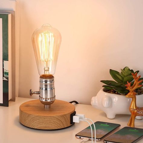 17 Stories Industrial Table Lamp with 2 USB Port | Wayfair Lampe Steampunk, Metal Lamp Base, Bedside Desk, Industrial Desk Lamp, Industrial Table Lamp, Office Lamp, Steampunk Lamp, Fixture Table, Small Lamp