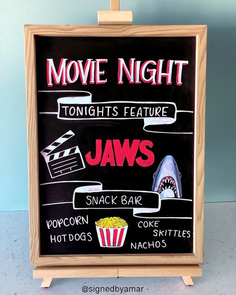 Movie Night Chalkboard Sign, Outdoor Halloween Movie Party, Halloween Outdoor Movie Night, Outdoor Movie Night Birthday Party, Cinema Birthday Party, Twister Party, Movie Night School, Movie Night Sign, Halloween Movie Night Party