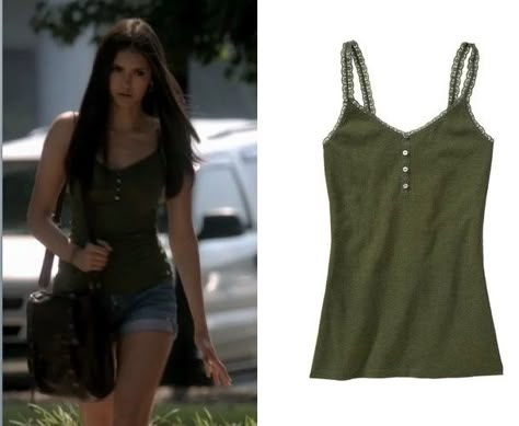 elena gilbert green top Elena Outfits, Elena Gilbert Outfit, Tvd Outfits, Elena Gilbert Outfits, Elena Gilbert Style, Vampire Diaries Fashion, Nina Dobrev Style, Vampire Diaries Outfits, Movie Inspired Outfits