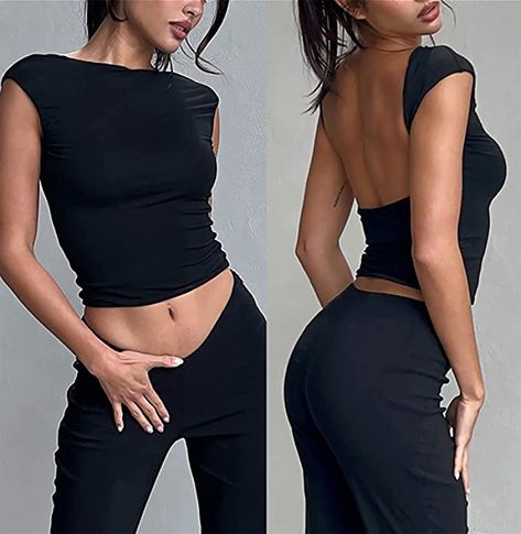 Backless Tops for Women Sexy - Casual Off The Shoulder Crop Tshirts Long Sleeve Slim Fit Cut Out Tees on sale for 16$ link provided down below! Backless Top, Running Tops, Crop Tshirt, Crop Shirt, Tops For Women, Fancy Dresses, Casual Fall, Cute Tops, Daily Outfits