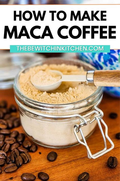 Maca coffee is a blend of maca root powder and coffee plus a few spices for better flavor. I started using maca root in my coffee a few times a week, and I have definitely felt the benefits. It’s super easy to add it in, and it’s also not overly expensive. Maca Coffee, Maca Powder Recipe, Maca Powder Benefits, Maca Recipes, Maca Benefits, Raw Coffee Beans, Maca Root Powder, Energy Powder, Healthy Energy Drinks