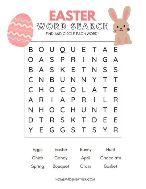 Easy Easter Coloring Pages Printable Free, Free Printable Easter Activities, Easter Activities Printables, Easter Bingo Free Printable, Kids Word Search Free Printable, Easter Word Search Free Printable, Easter Holiday Activities, Easter Words, Easter Word Search