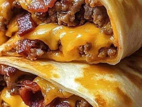 Bold, Cheesy, and Bacon-Loaded: Discover the Bacon Tortilla Burger! - NewsBreak Loaded Bacon Cheeseburger Tacos, Bacon Lasagna Burger, Keto Bacon Cheeseburger Burrito, Jalapeno Bacon Burger, Andouille Sausage Gumbo, Cheeseburger Meatloaf, Patty Melt Recipe, Gumbo Recipe Sausage, Ultimate Bacon Cheeseburger