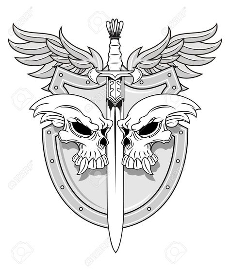 Best friend tattoo Tattoo Stencil Designs, Skull Knight, Mens Body Tattoos, Camping Tattoo, Full Chest Tattoos, Shield Tattoo, Body Decor, Full Arm Tattoos, Chest Tattoo Men