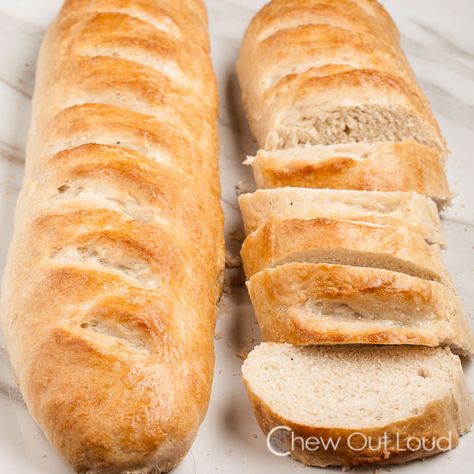 Crusty French Bread Recipe - Chew Out Loud Crusty French Bread Recipe, Rosemary Garlic Bread, Crusty French Bread, Curried Butternut Squash Soup, Chewy Bread, Your Next Movie, French Bread Recipe, Recipe Icon, Homemade Bagels