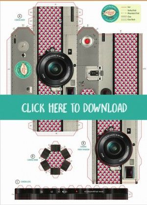 Free Printable DIY Paper Camera Photo Frame | Printable gifts | Download this unique paper camera from SkyGoodies and TodaysCreativeLife.com Diy Paper Camera, Camera Photo Frame, Paper Camera, Camera Crafts, Printable Gifts, 3d Templates, Frame Printable, Diy Camera