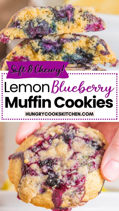 Cookies With Blueberries, Blueberry Muffin Cookies, Blueberry Cookies Recipes, Muffin Cookies, Lemon Blueberry Cookies, Lemon Muffin Recipes, Easy Cookie Recipe, Blueberry Cookies, Berry Muffins