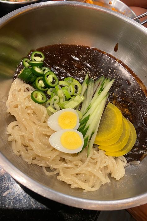 Korean Black bean noodles is love food. It’s sweet and savory! Sprinkle some chilis and you’ve got some spice as well! Aesthetic Noodles, Black Bean Noodles, Bean Noodles, Sweet And Savory, Black Bean, Favorite Food, Black Beans, Ramen, Noodles