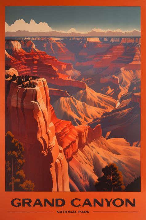 Grand Canyon Travel Poster, Vintage Travel Poster, National Park Art, Arizona Poster, Southwest Art Print, Desert Art, Large Wall Art, Fine Art Print, Living Room Wall Art, Minimalist Art, Home Wall Decor, Bedroom Wall Art, Grand Canyon Art, Mountain Wall Art, Red and Orange Art, Western Art Grand Canyon Poster, Grand Canyon Art, Gran Canyon, Arizona Poster, Desert National Park, Arizona Mountains, Trip To Grand Canyon, National Park Art, Grand Canyon Arizona