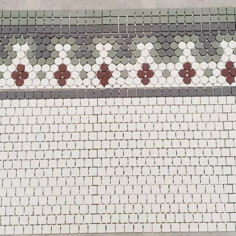 Vintage Tile Floor, Historic Bathroom, Historic Tile, Mosaic Medallion, Mosaic Tile Kitchen, Historic Colours, Hex Tile, Penny Tile, Mosaic Floor Tile