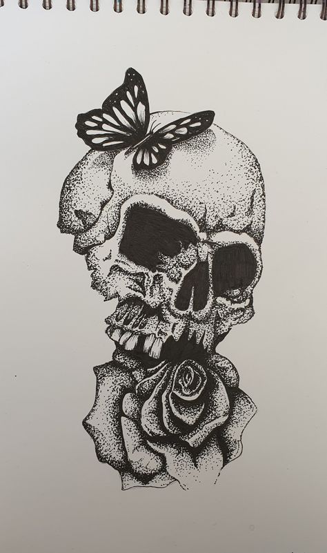 Skull Back Tattoo Women, Butterfly On Skull Tattoo, Skull Neck Tattoos Women, Woman Skull Tattoo Design, Skull And Butterfly Tattoo Design, Skull With Butterflies Tattoo, Skull And Butterfly Drawing, Skeleton And Rose Tattoo, Skulls And Butterflies Tattoo