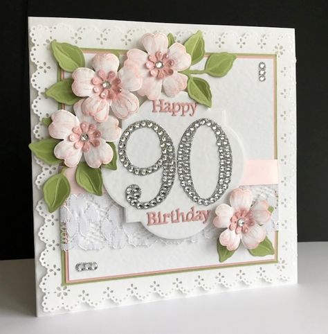 90th Birthday   Martha Stewart Punches,   SU Flower Shop 90th Birthday Card, 100th Birthday Card, Birthday Craft, 90th Birthday Cards, 80th Birthday Cards, Happy 90th Birthday, Special Birthday Cards, 70th Birthday Card, Birthday Card Craft