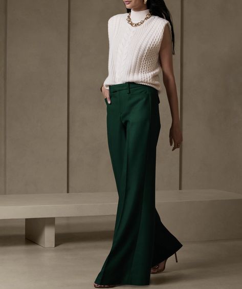 Elegant Wool Wide Leg Pants With Pressed Crease, Elegant Wool Wide Leg Pants, Elegant Wide Leg Wool Pants, Elegant Wide-leg Semi-formal Dress Pants, Semi-formal Elegant Wide-leg Dress Pants, Elegant Wide-leg Dress Pants For Business Casual, Elegant Semi-formal Wide-leg Dress Pants, Chic Wide Leg Tailored Full Length Pants, Chic Wide Leg Tailored Dress Pants