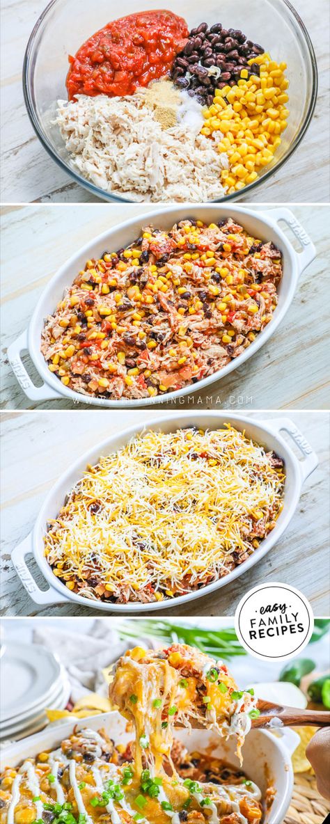 Chicken Rice Corn Black Beans, No Chicken Dinners, Vegiterranean Recipes Easy Dinner, Go To Dinner Recipes, Easy Mexican Dishes With Chicken, Weekday Chicken Dinner Ideas, Quick Mexican Meals, Things To Make With Shredded Chicken, Shredded Chicken Recipes Stovetop