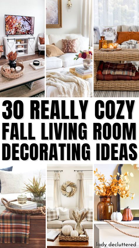 Fall Decor For Small Living Room, Fall Ideas For Living Room, Autumn Inspiration Decoration, Fall Decoration Living Room, Living Room Decor2023, Fall Home Decor Living Room Cozy, Fall Decor Small Living Room, Fall Family Room Decorating Ideas, Fall Home Aesthetic Living Room