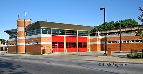 Chicago Fire Department, Firehouse 51, South Blue Island Avenue, Chicago, Illinois, USA.  Photo: Hank Sajovic.  Source: chicagoareafire.com Ems Ambulance, Chicago Fire Department, Fire Hall, Fire Fire, Blue Island, House Fire, Chicago Fire, Fire Dept, Fire Station