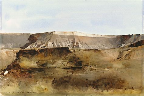 Dean L. Mitchell Zion's Mountain, watercolor, 20 x 30 in. Dean Mitchell, Desert Scenes, Mountain Watercolor, Watercolor Landscapes, Art Pics, Air Painting, Red Rocks, Fine Art Landscape, Watercolor Artists