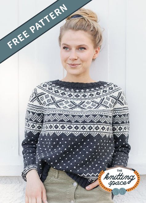 Surprise your loved ones with a knitted sweater to hug them during chilly days. This is a free Nordic knitting pattern that creates a lovely neutral-colored fabric. Pair with your favorite jeans and you're reay to go. | Discover over 4,500 free knitting patterns at theknittingspace.com #knitpatternsfree #fallknits #winterknittingproject #homemadegift #giftideas #knittedtopdown Womans Knitted Sweater Patterns, Scandinavian Knitting Patterns Free, Fair Isle Knitting Patterns Free Icelandic Sweaters, Scandinavian Knitting Patterns, Colorwork Sweater Knitting Pattern, Nordic Knitting Patterns, Fair Isle Knitting Patterns Free, Sweater Free Knitting Pattern, Nordic Knitting