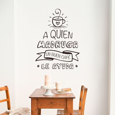 Vinilos decorativos con frases motivadoras para decorar tu cocina Ideas Para Decorar Negocios, Mexican Restaurant Decor, Spanish Home Decor, Coffee Shops Interior, Vintage Cafe, Dot Journals, Bakery Shop, Coffee Shop Decor, Diy Coffee