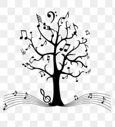 Music Tree, Music Clipart, Notes Creative, Decoration Wallpaper, Sticker Decoration, Music Drawings, Tree Sketches, Black And White Cartoon, Music Illustration