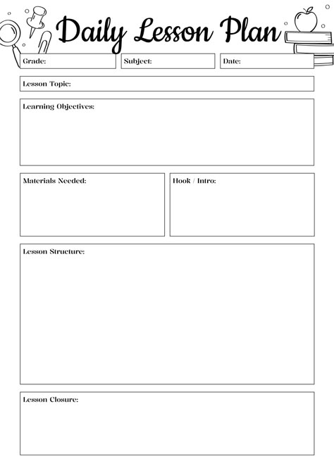 An easy-to-edit lesson plan template for Google Docs. Easy Lesson Plan Template, Simple Lesson Plan Template Free, Daily Lesson Plan Template Free, Prek Lesson Plan Template, Free Lesson Plan Template Editable, Weekly Lesson Plan Template Free, Daily Lesson Plan Template, Lesson Plans Template, Prep Teacher