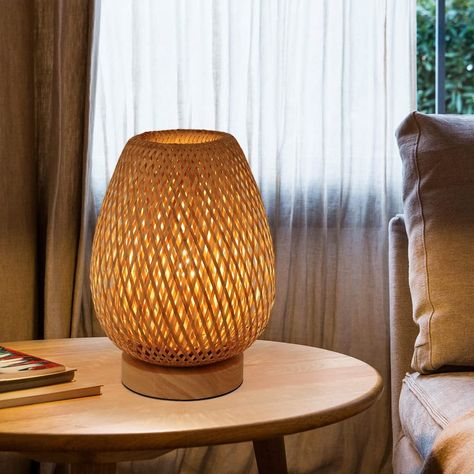 Wicker Bedside Lamp, Boho Lamps Bedrooms, Bamboo Table Lamp, Boho Bedside Lamp, Boho Table Lamps, Lights For Bedrooms, Bedroom Lamps Bedside, Rattan Lamps, Table Reading Lamp