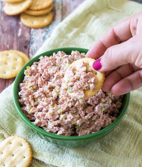 Monkey Meat! It's a delicious 3 ingredient sandwich spread that kids go bananas over! Monkey Meat, Appetizers Meat, Sandwich Spread Recipes, Bologna Recipes, Ham Salad Recipes, Keto Meat, Homemade Ham, Meat Salad, Ham Salad