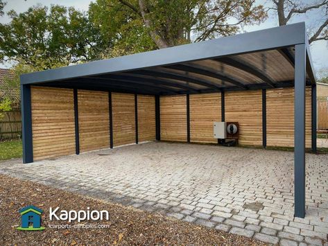 Diy Sheds, Carport Modern, Modern Carport, Steel Carports, Carport Canopy, Carport Garage, Pole Barn House Plans, Carport Designs, Pergola Attached To House