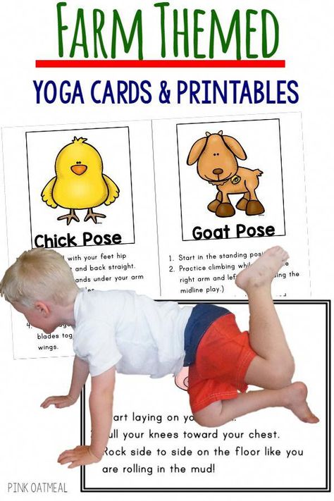 Yoga Helpful Strategies For yoga toddlers printable Farm Animal Yoga, Preschool Gross Motor, Farm Themed Activities, Farm Yoga, Charlotte Web, Farm Activities Preschool, Farm Week, Pediatric Physical Therapy Activities, Pink Oatmeal