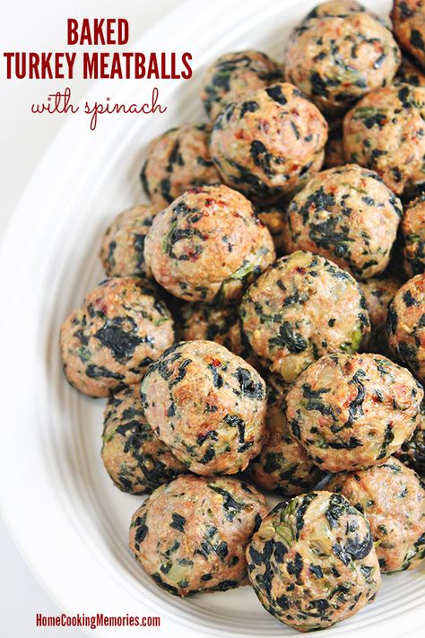 Turkey Meatballs With Spinach, Meatballs With Spinach, Turkey Spinach Meatballs, Baked Turkey Meatballs, Zucchini Zoodles, Meatball Sandwiches, Spinach Meatballs, Turkey Meatballs Baked, Spinach Recipe