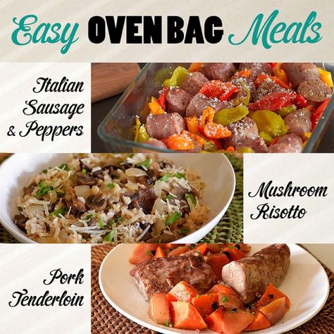 Reynolds Oven Bag Recipes, Bag Meals, Slow Roasted Pork Shoulder, Oven Bags, Pork Tenderloin Oven, Roasted Pork Tenderloin Recipes, Oven Bag, Baked Pork Tenderloin, Complete Meals