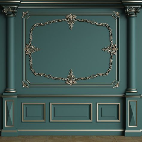 Wall Molding Picture Frame, Baroque Wall Paneling, Victorian Moulding Wall, Vintage Wall Paneling, Victorian Wall Molding, Frame Shop Interior, Classic Wall Painting, Wallpaper Backgrounds Wall, Trendy Ceiling Design