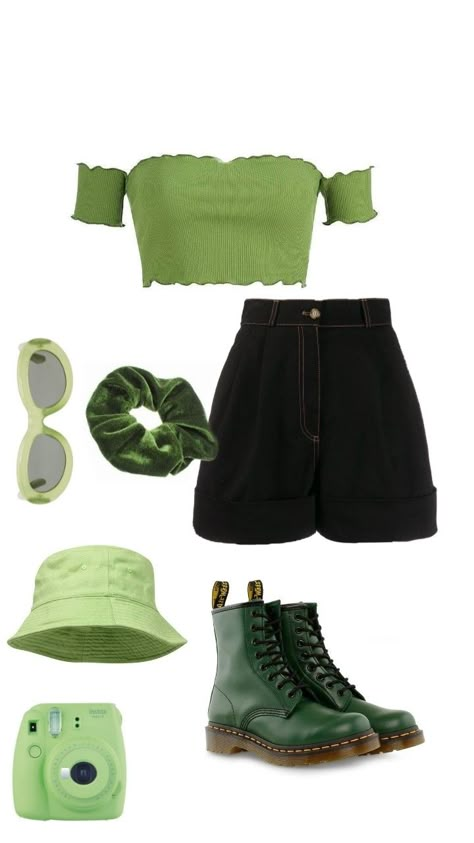 Black And Green Concert Outfit, Green Concert Outfit, Macys Outfits, Korean Summer Outfits, Korean Outfit Street Styles, Causual Outfits, Women Outfit, Simple Trendy Outfits, Kpop Fashion Outfits