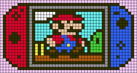 Nintendo Crochet, Perler Bead Mario, Pony Bead Bracelets, Pixel Art Templates, Perler Bead Templates, Graph Paper Art, Stitch Cartoon, Minecraft Pixel Art, Crochet Tapestry