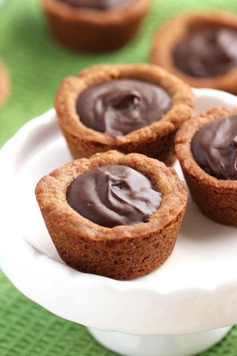 Chocolate Ganache Filled Gingerbread Cups - The Suburban Soapbox Gingerbread Cups, Gingerbread Cookie Cups, Favorite Christmas Desserts, Flourless Peanut Butter Cookies, Jelly Cookies, Cookie Sandwich, Ginger Bread Cookies Recipe, Cookies Brownies, Chocolate Peanut Butter Cookies