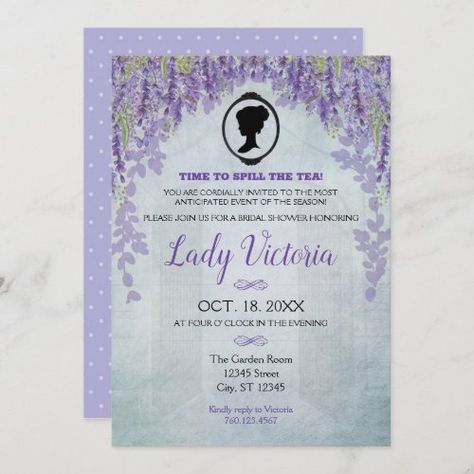 Bridgerton Inspired Birthday, Bridgerton Garden, Tea Bridal Shower Invitations, Lavender Baby Showers, Online Invitation Card, Bridal Shower Tea Party, Debut Invitation, Birthday Tea Party, Bridgerton Inspired