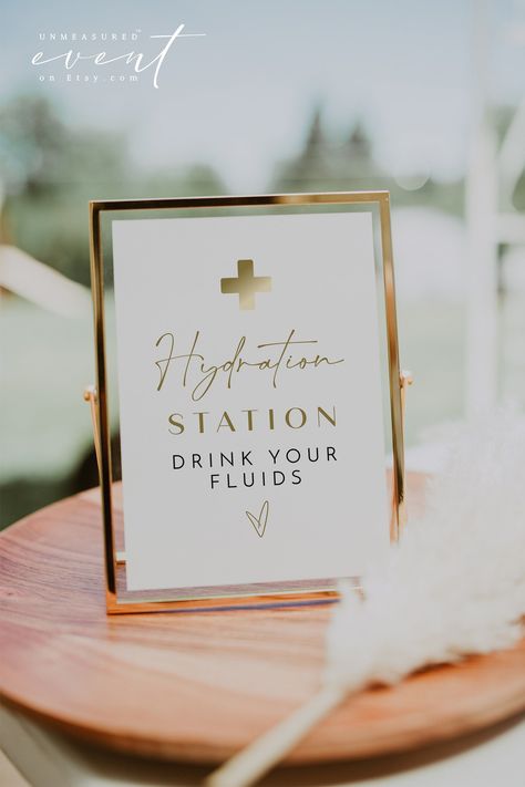 MAEVE Yellow Gold Nurse Hydration Station Sign Template | Nurse Graduation Party Signage | Nurse Party Drink Table Sign Printable Editable Elegant Nursing Graduation Party, Nurse Cocktails, Nursing Grad Party Decorations, Md Graduation Party, Nursing Graduation Decorations, Np Graduation Party, Pink Nurse Graduation Party, Nurse Grad Party Ideas, Nurse Practitioner Graduation Party