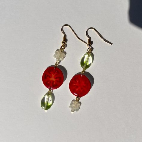 Feeling very springy with this flower & tomato pair! 🍅🌼 ——— Handcrafted by Rachel! ~SOLD~ #jewelry #handmadejewelry #earrings #tomato #resin #charms #beads Resin Charms, May 5, Handmade Jewelry, Charms, Beads, Feelings, Flowers, On Instagram, Instagram