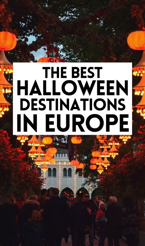 Looking for the best cities to celebrate Halloween in Europe? Discover all the most beautiful cities in Europe to travel solo, with friends or family - all the best Halloween destinations from Copenhagen to Venice and Barcelona to enjoy autumn! best destinations in europe for solo travel | europe travel bucket list | europe travel guide | best european travel destinations | best cities in europe for digital nomads | best solo travel destinations in western europe | best cities in italy to visit Best Places To Visit In Europe In Fall, Autumn Travel Aesthetic, Halloween Places To Visit, Halloween Travel Destinations, Halloween In Italy, Europe In October, October Travel Destinations, Fall Travel Destinations, Halloween Destinations