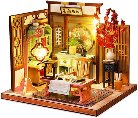 Amazon.com: Roroom DIY Miniature and Furniture Dollhouse Kit,Mini 3D Wooden Doll House Craft Model ChineseStyle with Dust Proof Cover and LED,Creative Room Idea for Valentine's Day Birthday Gift(HL07) : Toys & Games Room Concept Art, East Asian Architecture, Isometric Room, Bonsai Tree Types, Traditional Japanese House, 3d Room, Courtyard Gardens Design, Chinese House, Tray Display