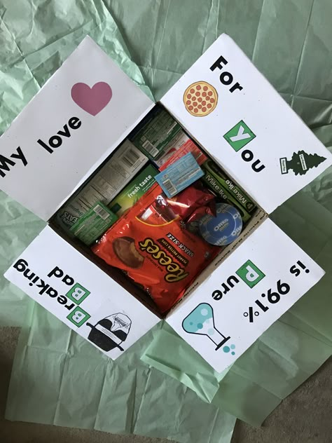 Breaking bad care package for army boyfriend. Breaking Bad Gift Ideas, Breaking Bad Gifts, Breaking Bad Birthday, Army Boyfriend, Bad Gifts, Diy Gifts For Him, Presents For Him, Diy Gifts For Boyfriend, Art Drawings Sketches Creative